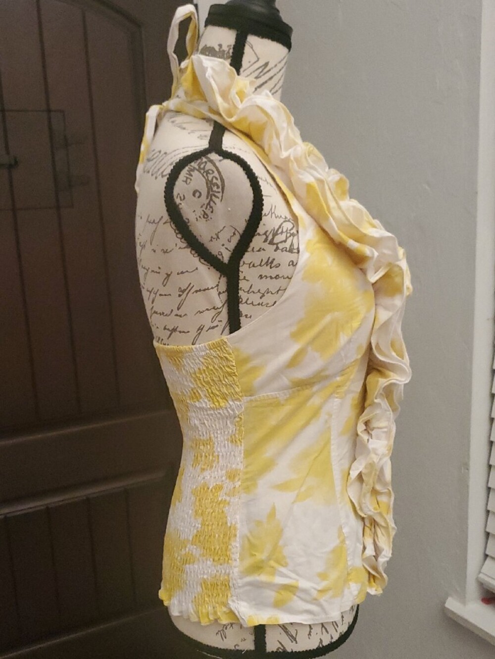 Wet Seal Yellow and White Ruffle Halter Camisole Top 100% Cotton - Picture 3 of 9